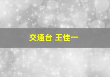 交通台 王佳一